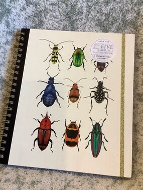 James Burke Collection Colorful Bugs Five Subject Notebook NWT 9.25x11” 120 page